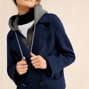 Maeve layered Classic Blue Peacoat Anthropologie XL